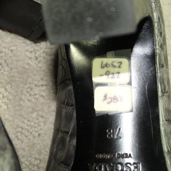 Escada Women's 7B Grey Crocodile Print Chunky Heels - Picture 5 of 7